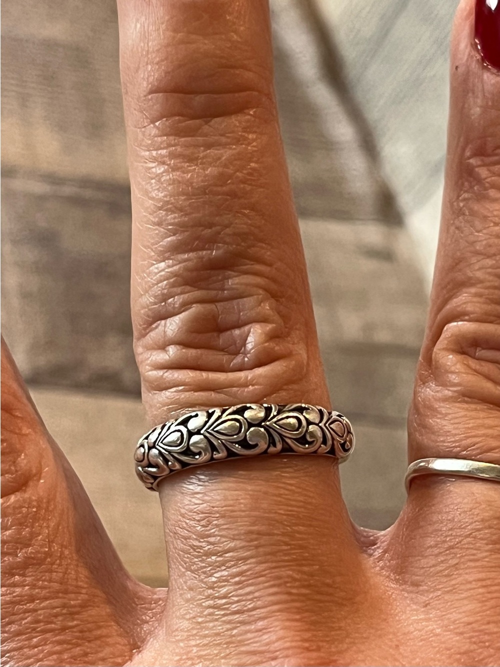 Angela by John Hardy Sterling Silver Floral Pattern Dome Ring size 10